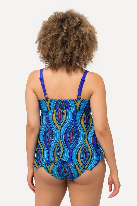 Tankini, grafischer Druck, Softcups, Zipfelsaum