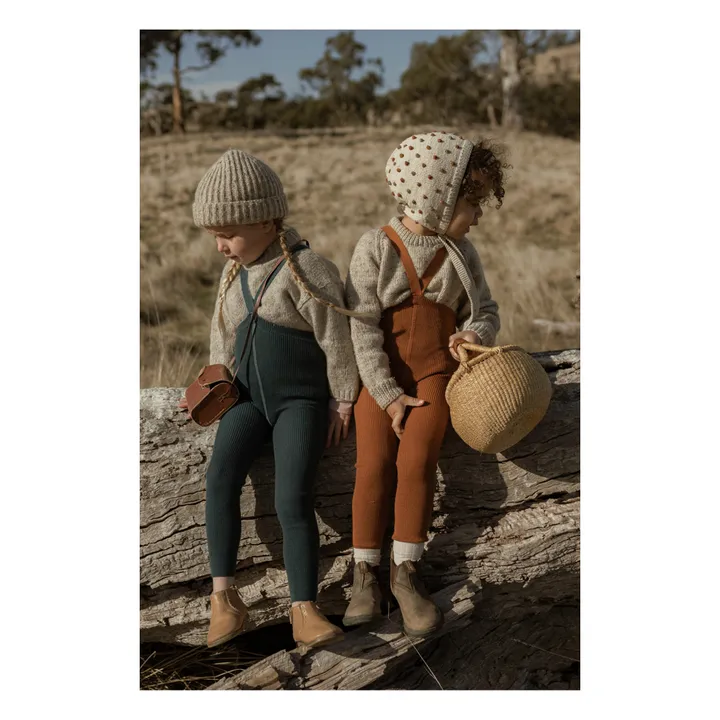 Silly Silas Collants à Bretelles Mérinos et Coton Bio Sans Pieds | Terracotta