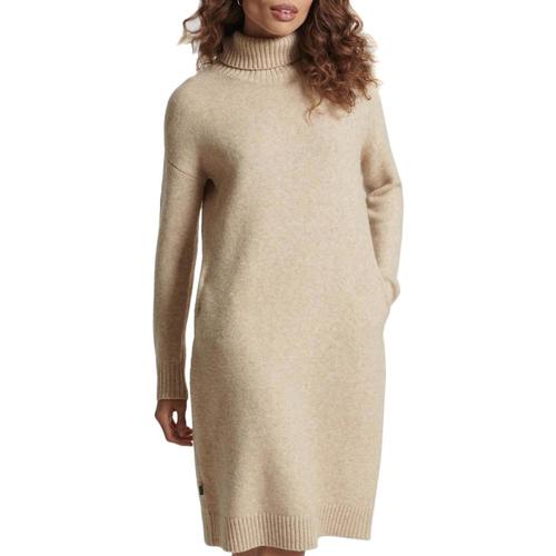 Superdry - STUDIOS FUNNEL JECK KNIT DRESS Beige