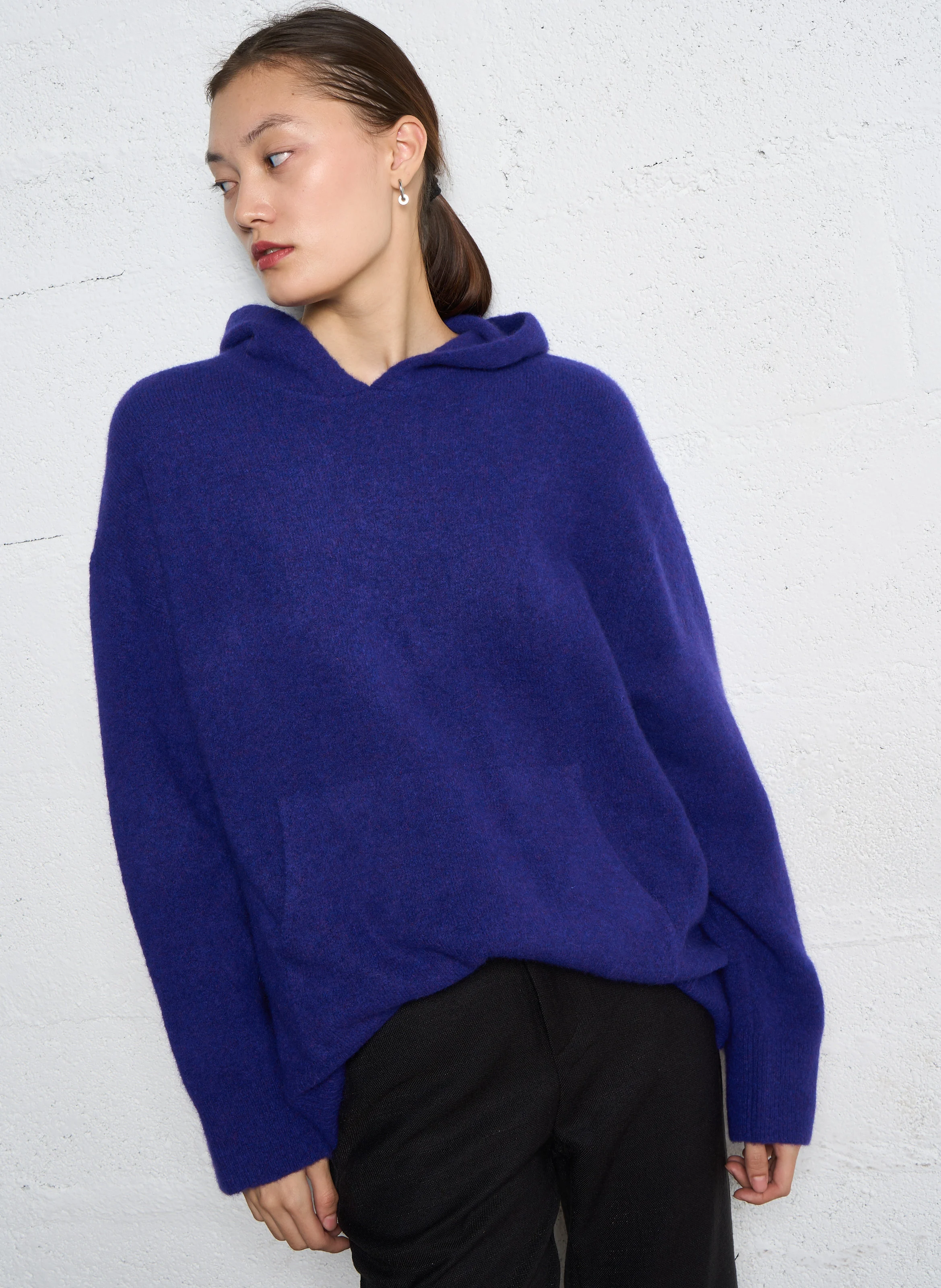 DERA - Pull oversize à capuche en laine mélangée | Violet