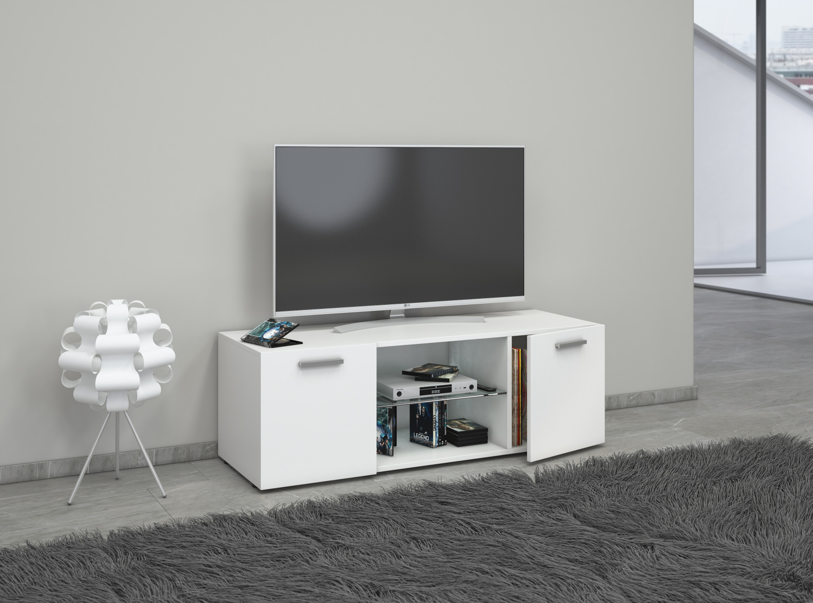 TV-Lowboard LOWINA - weiß matt - 115 cm breit