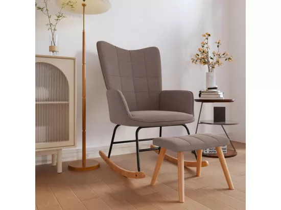 Chaise à bascule avec tabouret Taupe Tissu