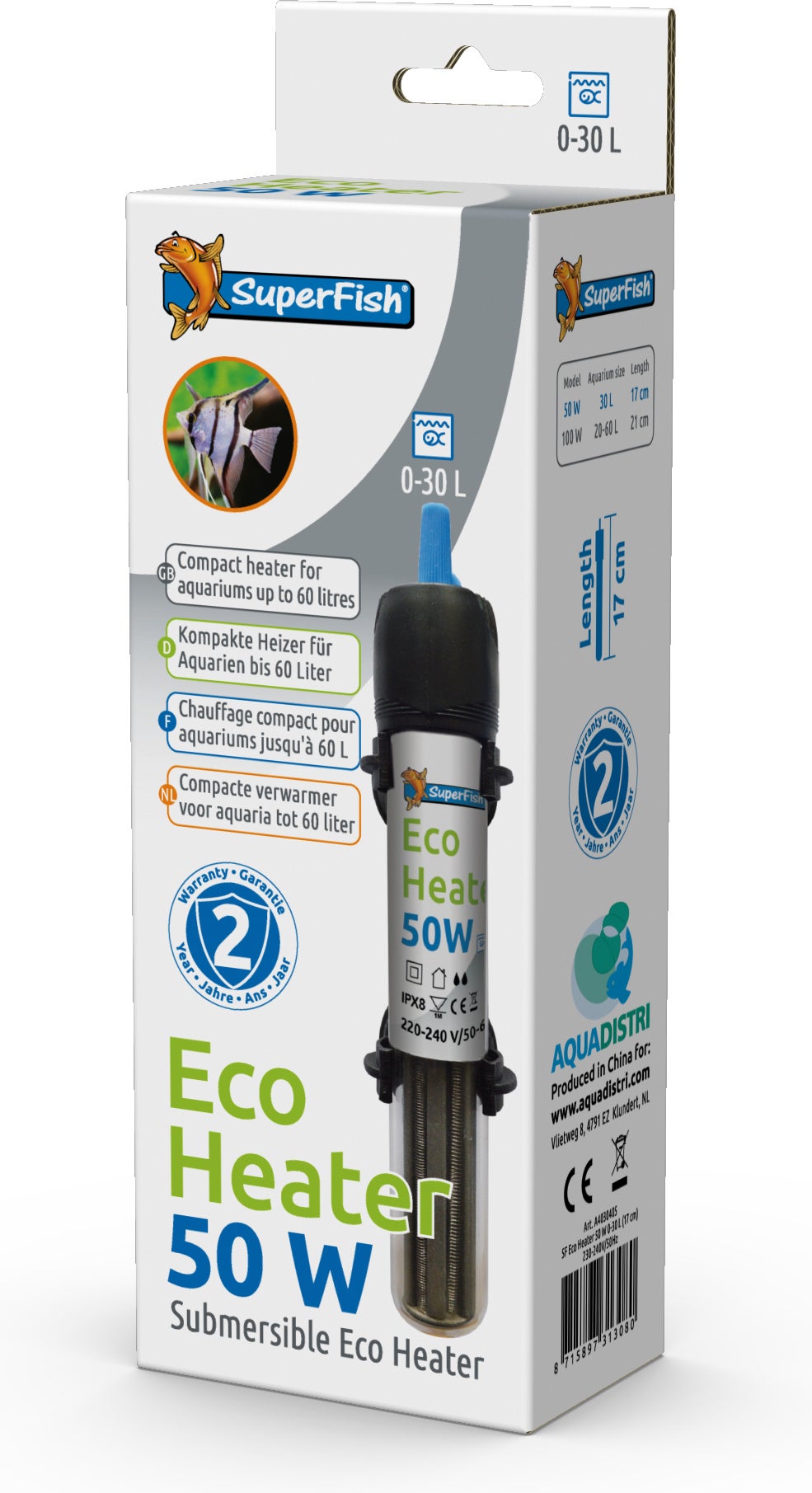 SuperFish aquarium verwarming Eco 50 W 17 cm