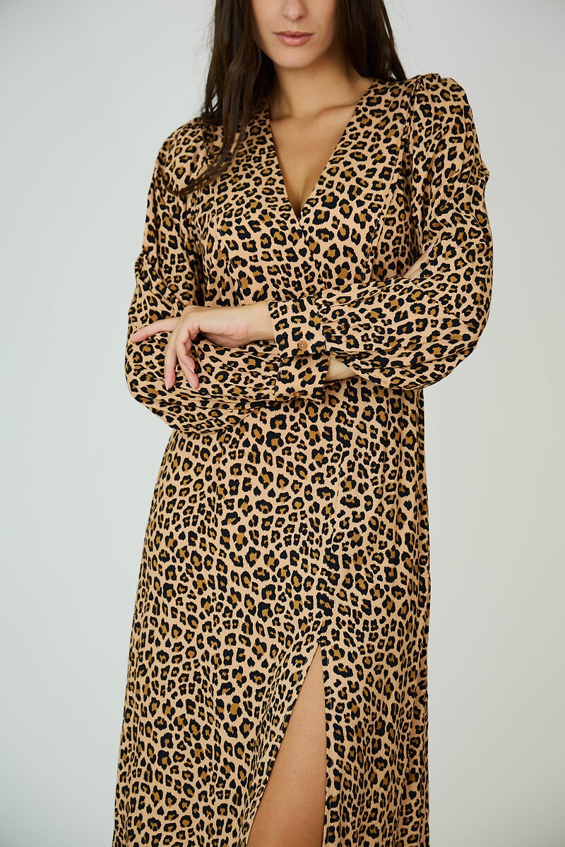 ATÉ BREVE<br>Vestido midi, mangas compridas, decote em V