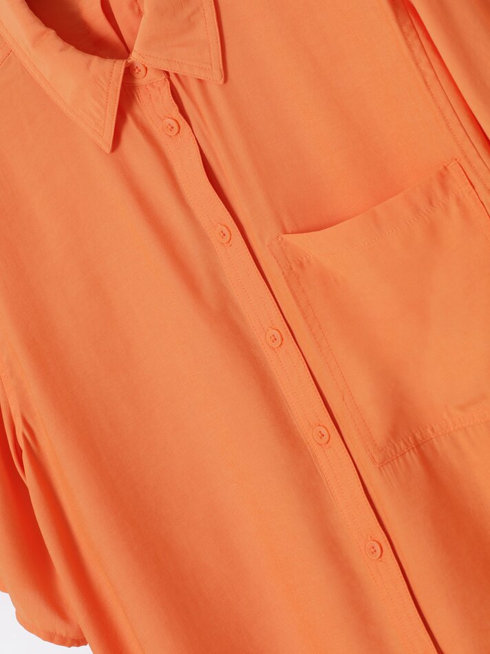 Camisa fluida de manga curta - Tamanho Médio Laranja