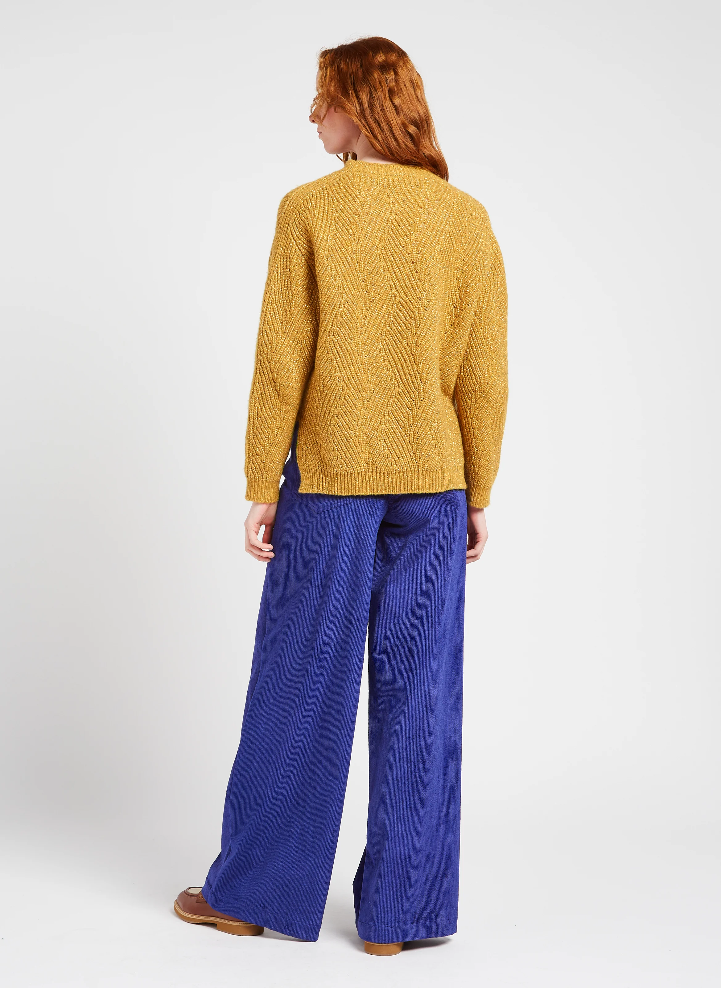 GUSTAVE - Pantalon large en coton mélangé | Bleu