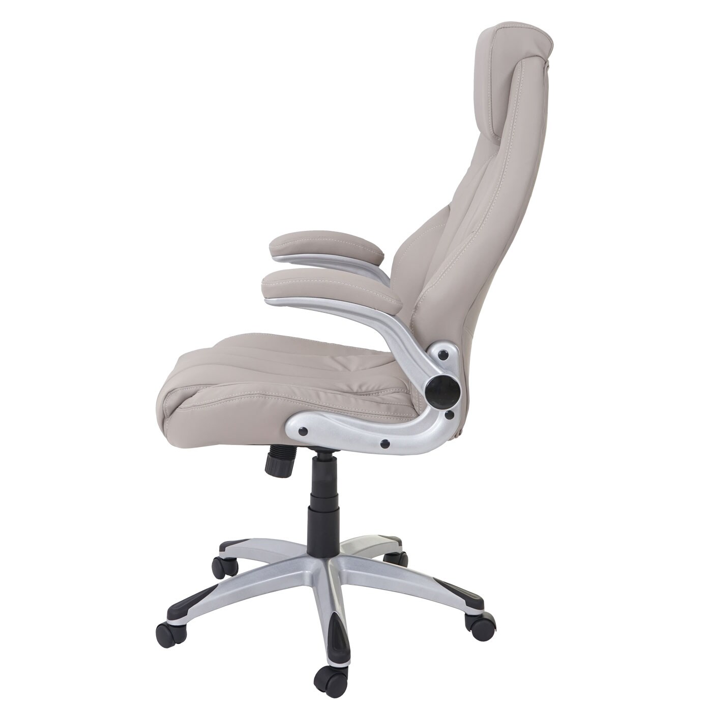 Bürostuhl MCW-A65, Schreibtischstuhl Chefsessel Drehstuhl, Kunstleder MVG-zertifiziert ~ taupe-grau