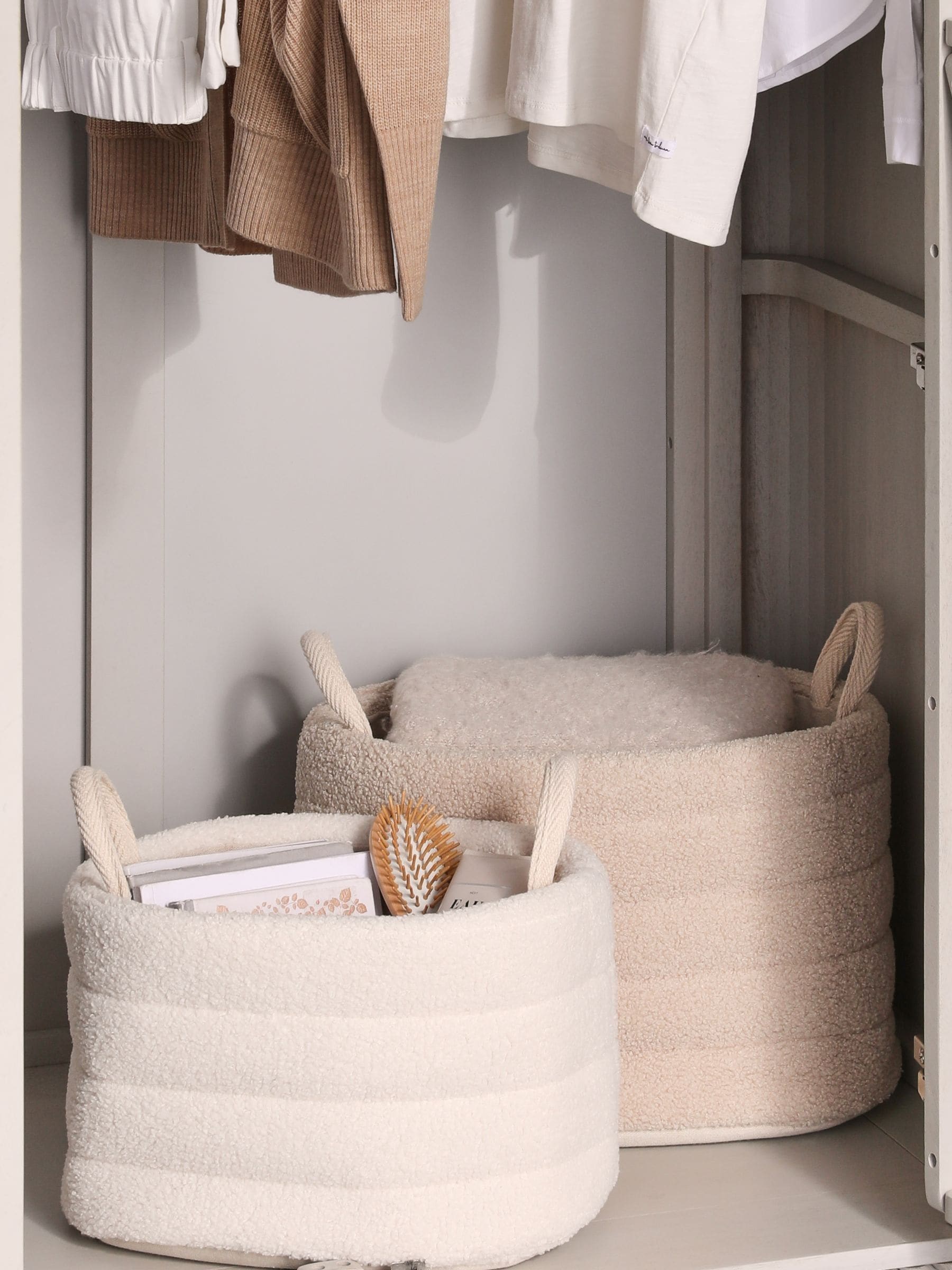 Set van 2 bouclé opslagmanden