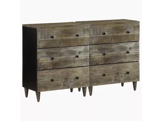 Buffets 2 pcs gris clair 60x33,5x75 cm bois de manguier massif