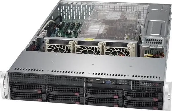 Supermicro SC825 TQC-R1K03LPB - Rack-monterbar 2U - forstærket forlænger ATX - SATA/SAS - hot-swap 1000 Watt - sort