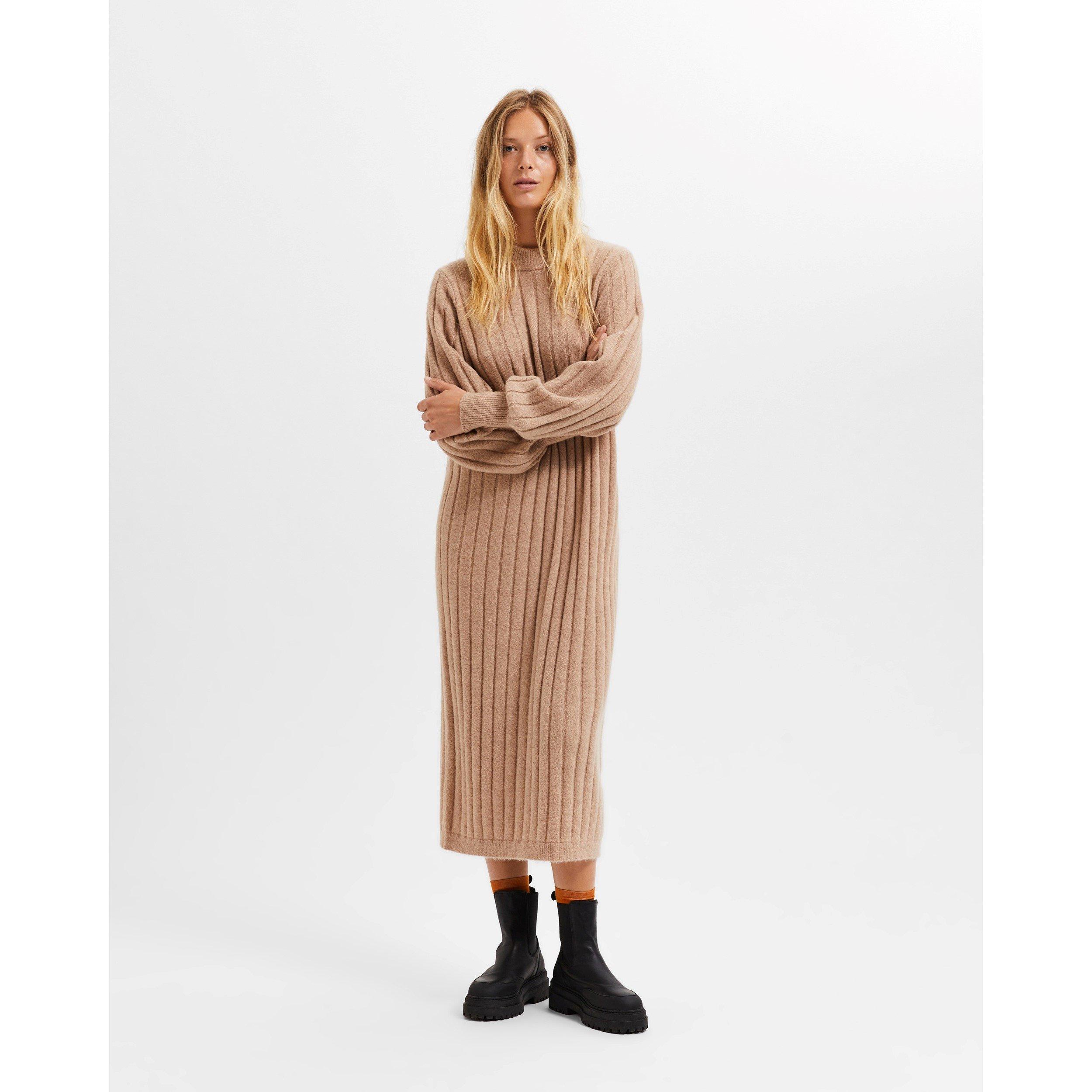 Selected Femme Curved Ribbed Knitted Dress