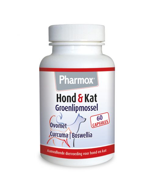 Pharmox Hond&Kat Groenlipmossel - Voedingssupplement - Huid - Vacht - 60 caps