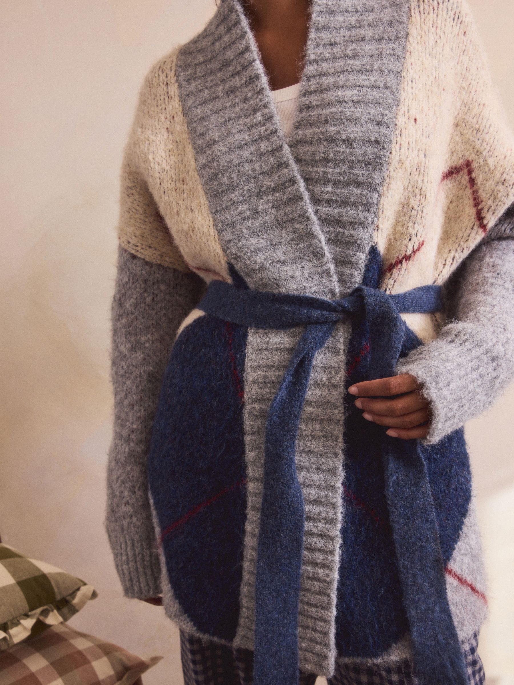 Blauw - Wrap Tie Cardigan