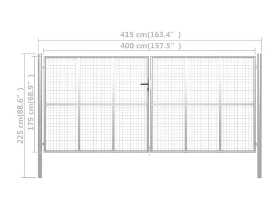 Porte de jardin Acier galvanisé 415x225 cm Argenté