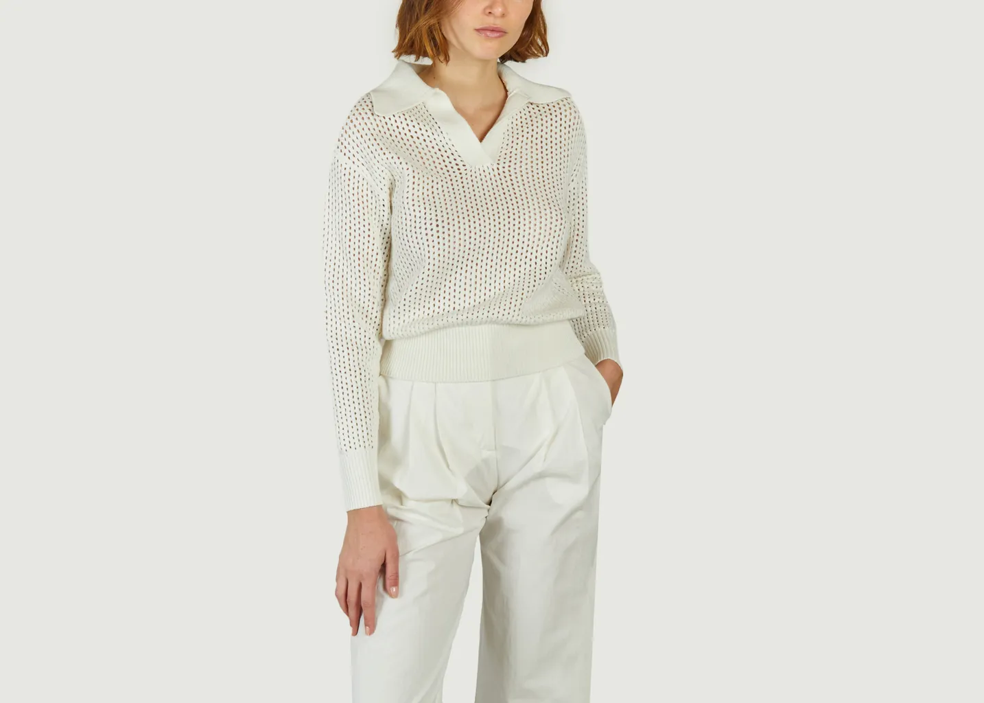 Pull en coton ajouré col polo Pabloni Suncoo