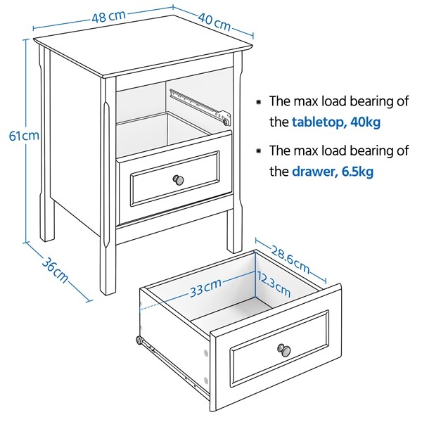 Yaheetech 2er Set Nachttische, Nachtschrank Kommode mit 2 Schubladen, Beistelltisch, Sofatisch, 55 cm hoch, weiß