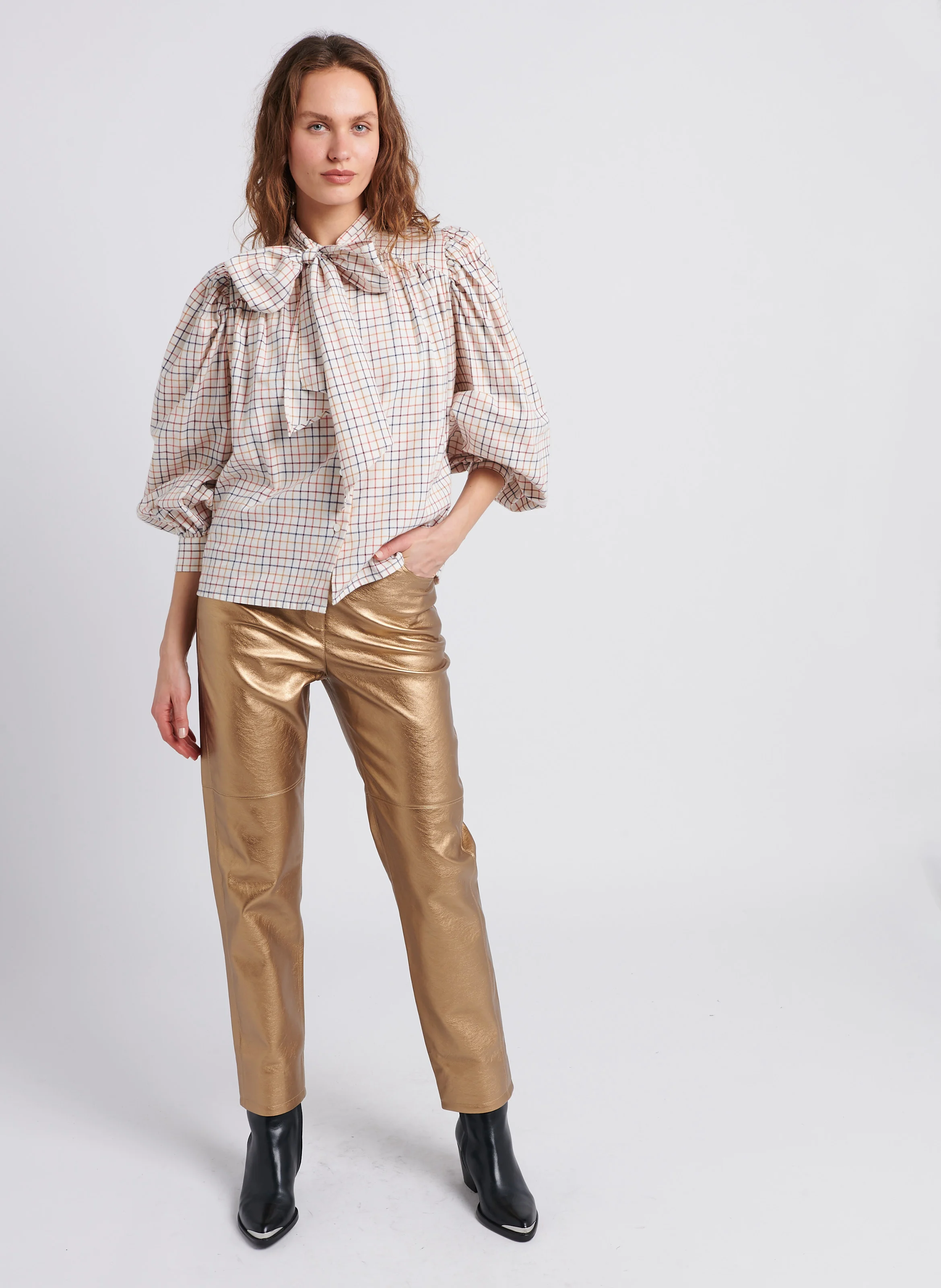 PIA - Chemise col mao en coton | Multicolore
