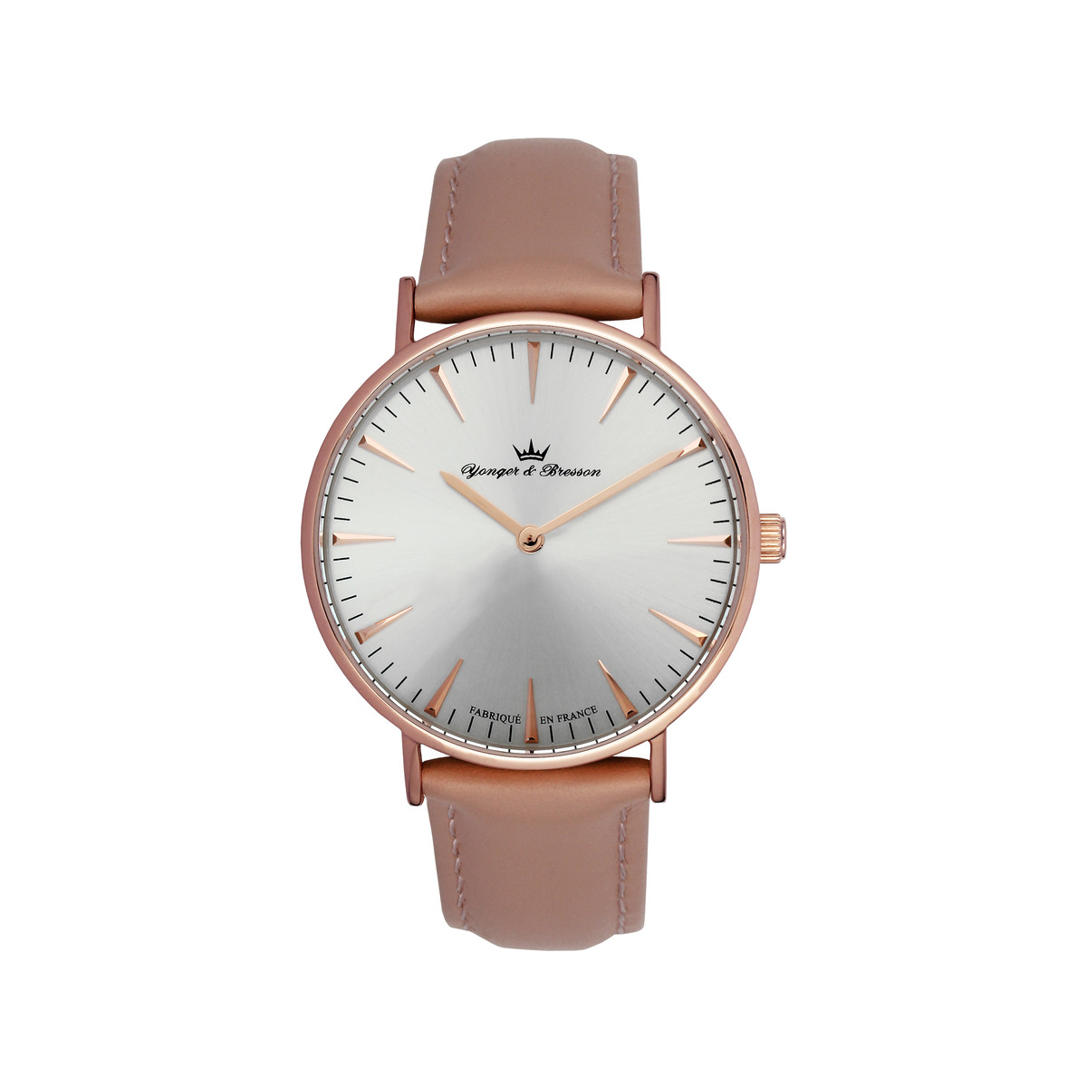 Montre Yonger et Bresson femme acier rose cuir