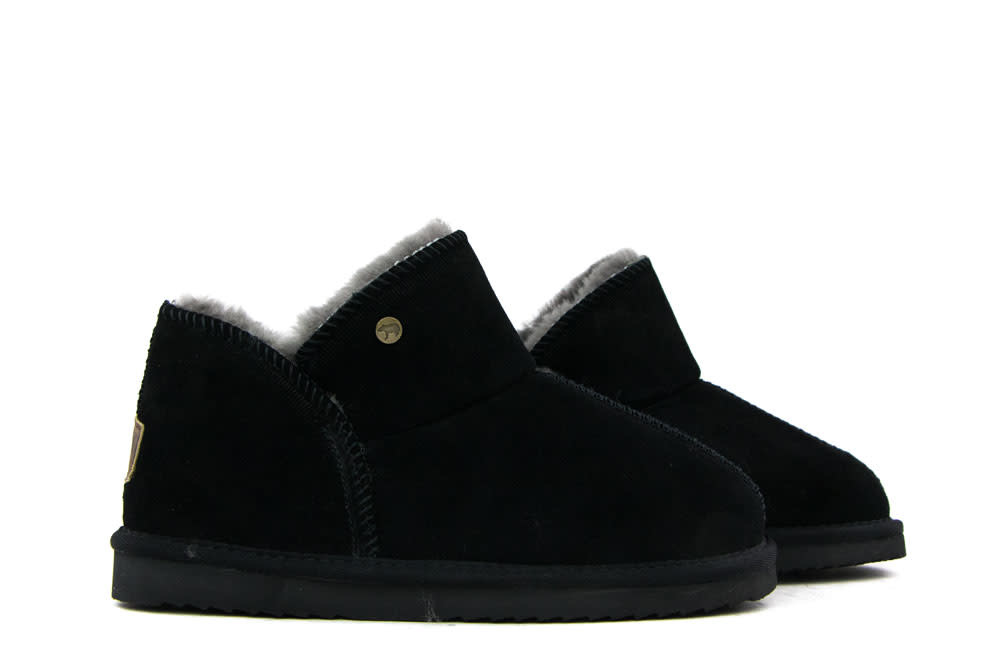 Warmbat Pantoffels Willow Zwart Suede