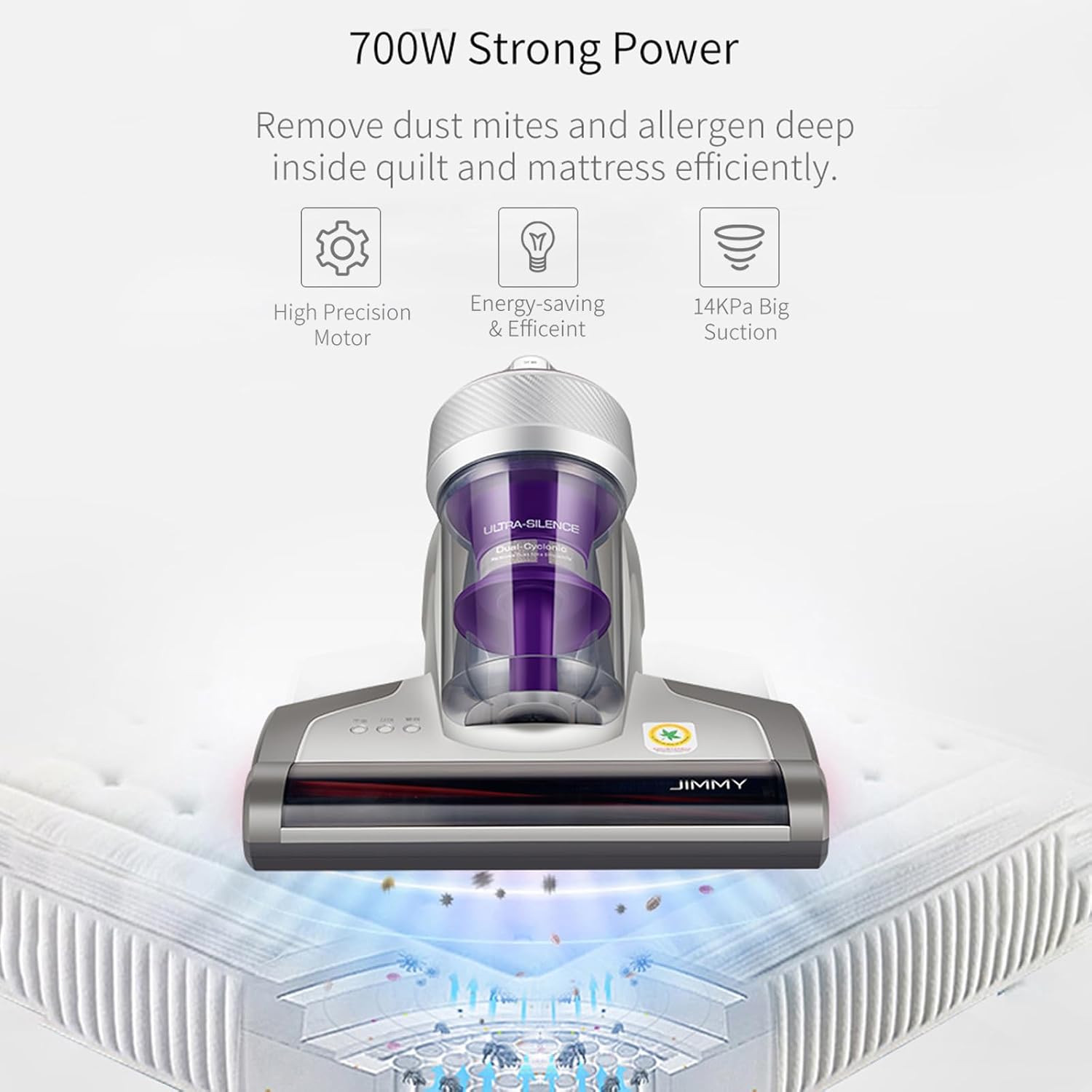 Jimmy JV35 Milbensauger, Antimilben-Staubsauger mit UV-C-Licht 14Kpa Starke Absaugung Matratzenreiniger Handstaubsauger, 700W Leistungsstark 5s Schnellheizung Staubsammler, inkl. HEPA Filter