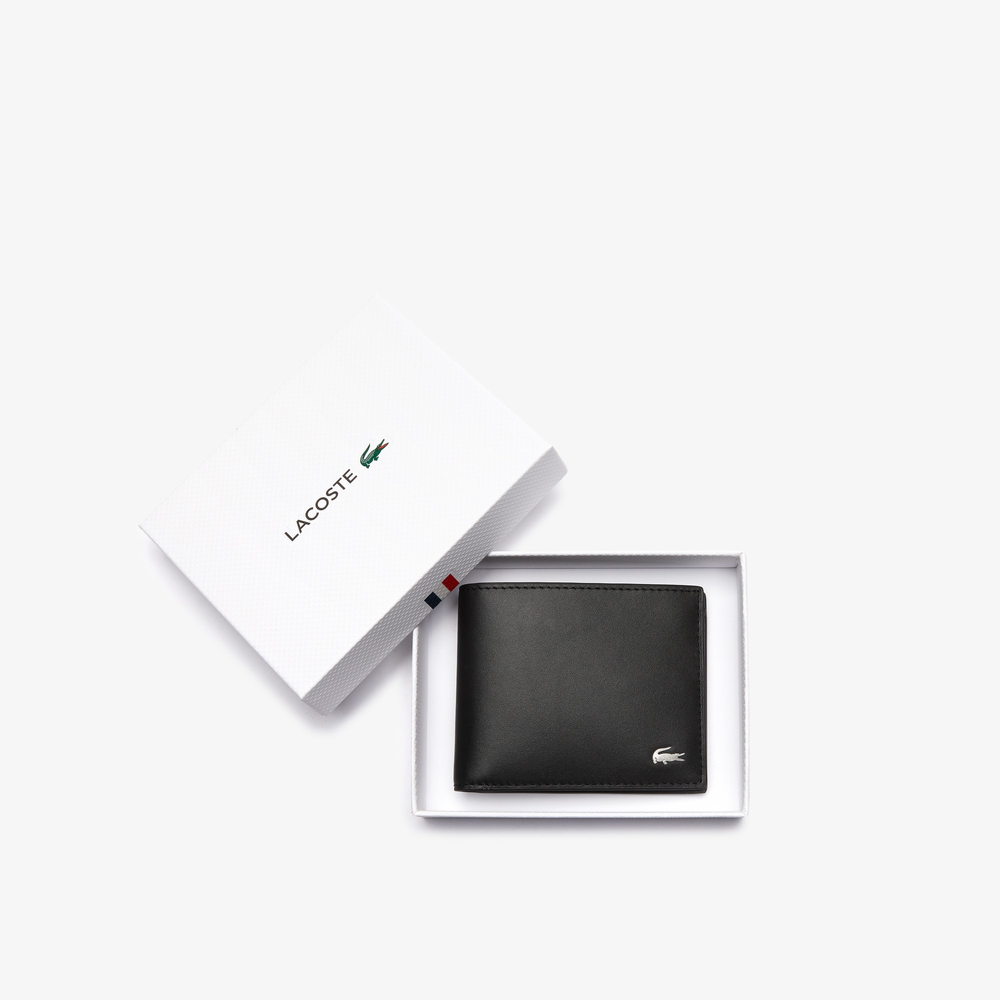 Portefeuille Fitzgerald en cuir uni 6 cartes Portefeuilles - Noir - Lacoste - Homme