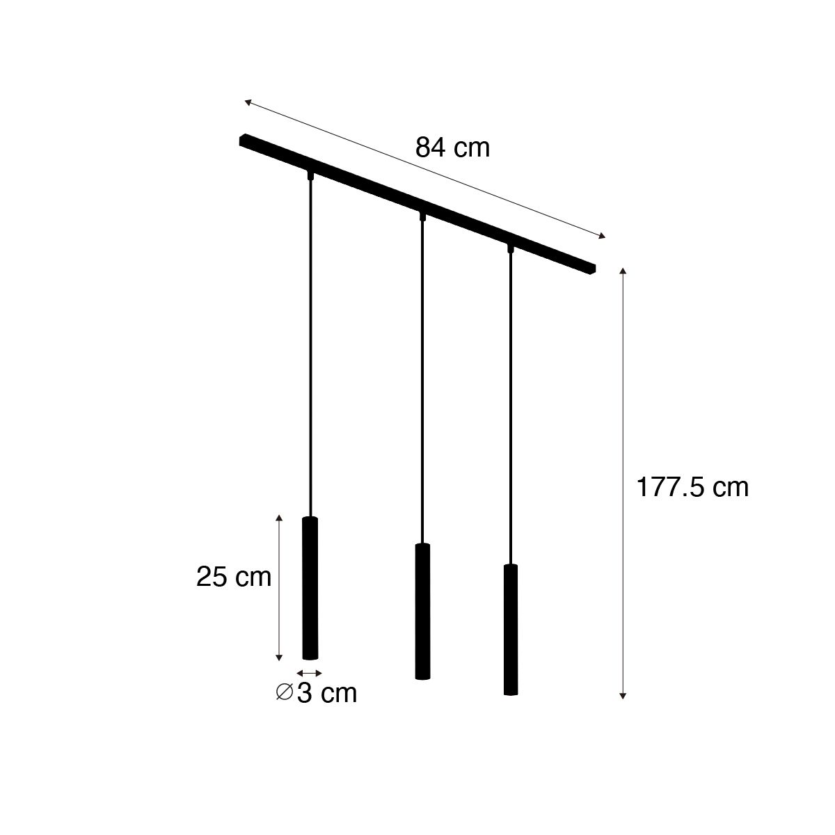 Modern railsysteem met 3 hanglampen zwart 1-fase - Slimline Keno