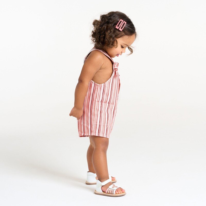 Salopette courte rayée rose bébé filles Rose