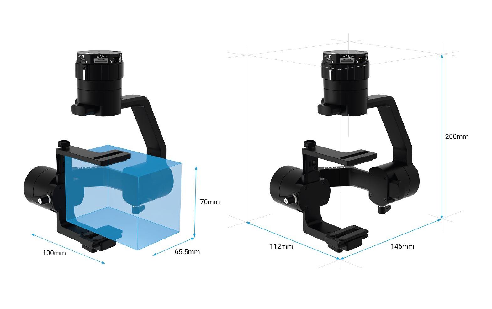 Gimbal Pixy U Universal<br>Kompakter 3-Achs Kameragimbal für Multikopter