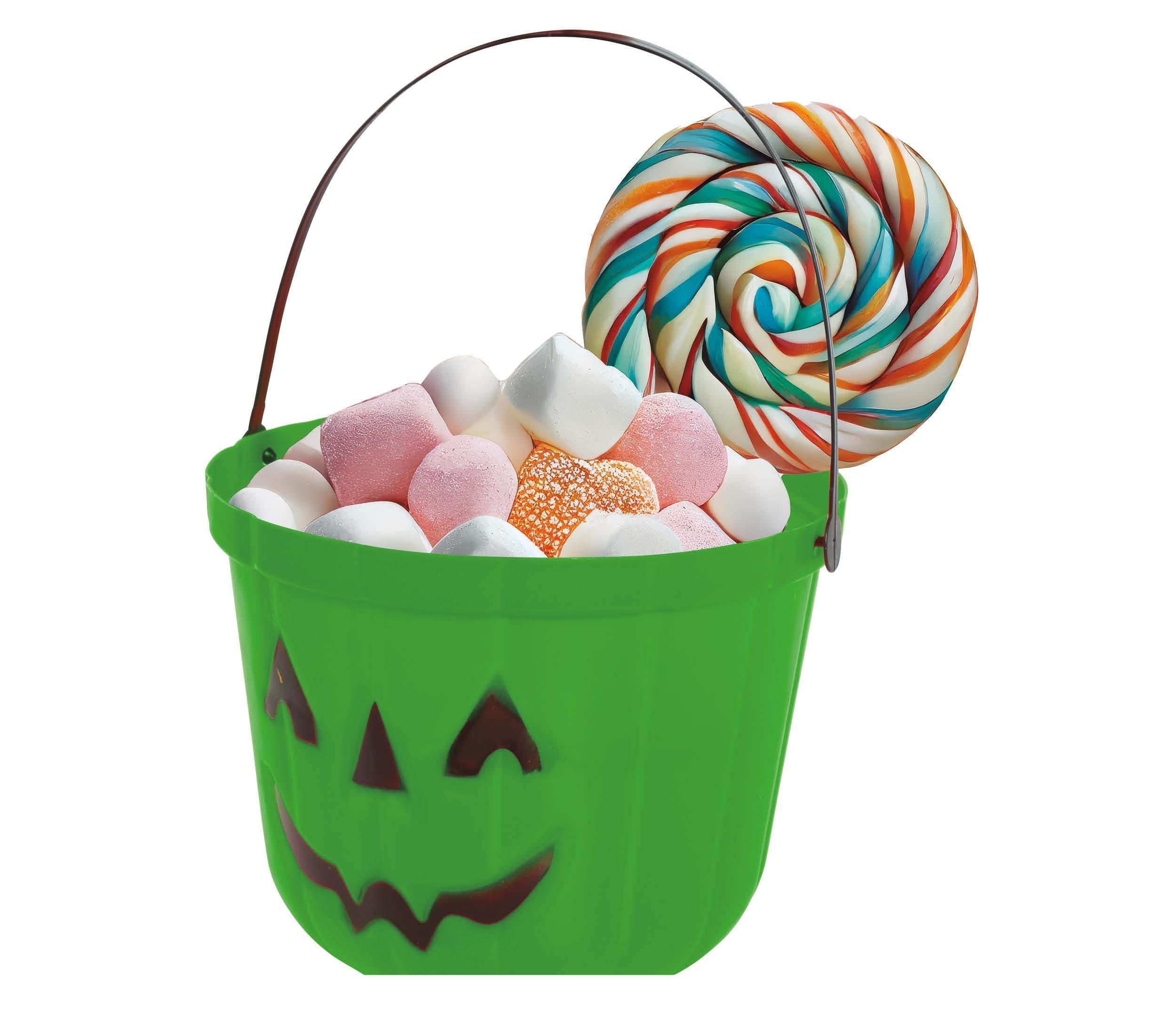 Groene Halloween Snoep Emmer Pompoen 20cm