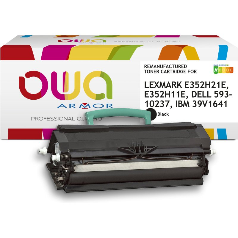 Toner remanufacturé OWA - haute capacité - Noir - pour LEXMARK E352H21E, E352H11E, DELL 593-10237, IBM 39V1641