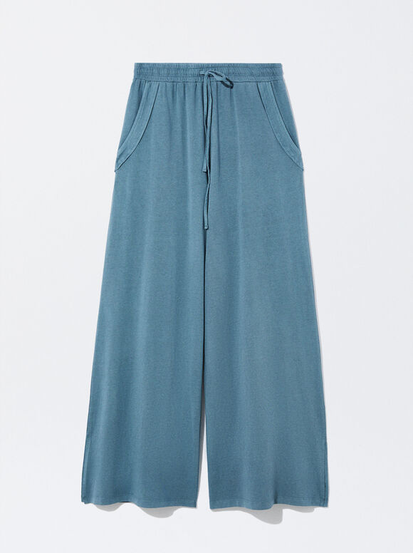 Calça Jogger de Perna Reta - Azul