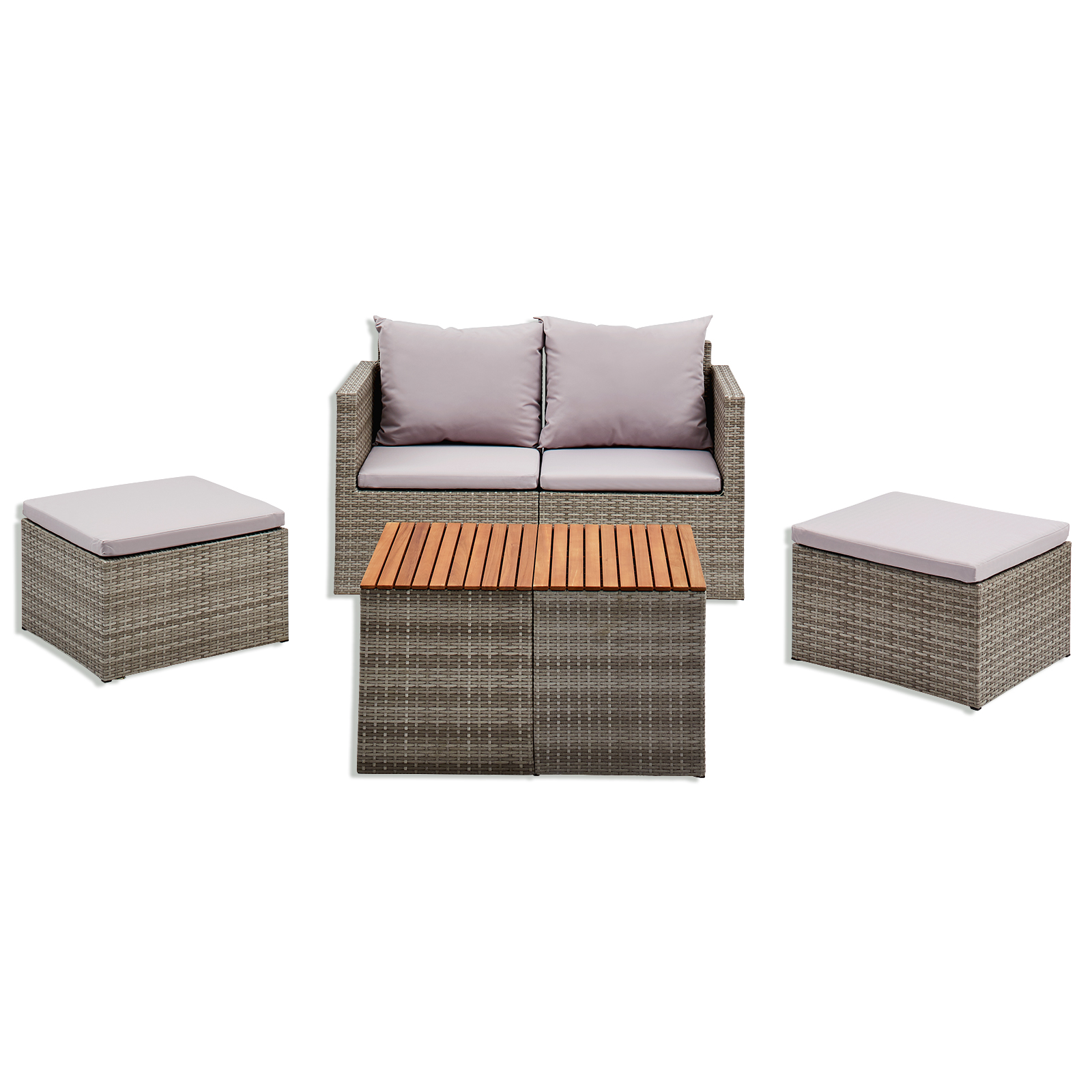6-teiliges Lounge-Modulset - grau
