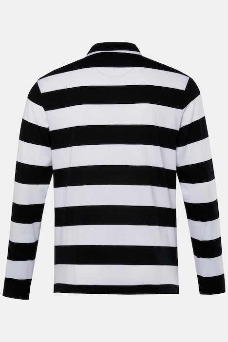 Men+ Poloshirt, Langarm, Ringel, Rückendruck, bis 8 XL