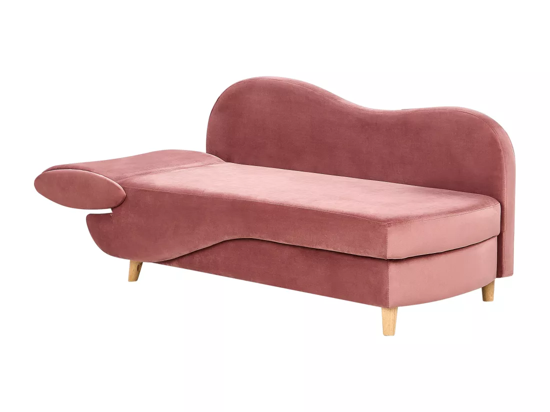 Chaise longue côté droite en velours rose MERI II