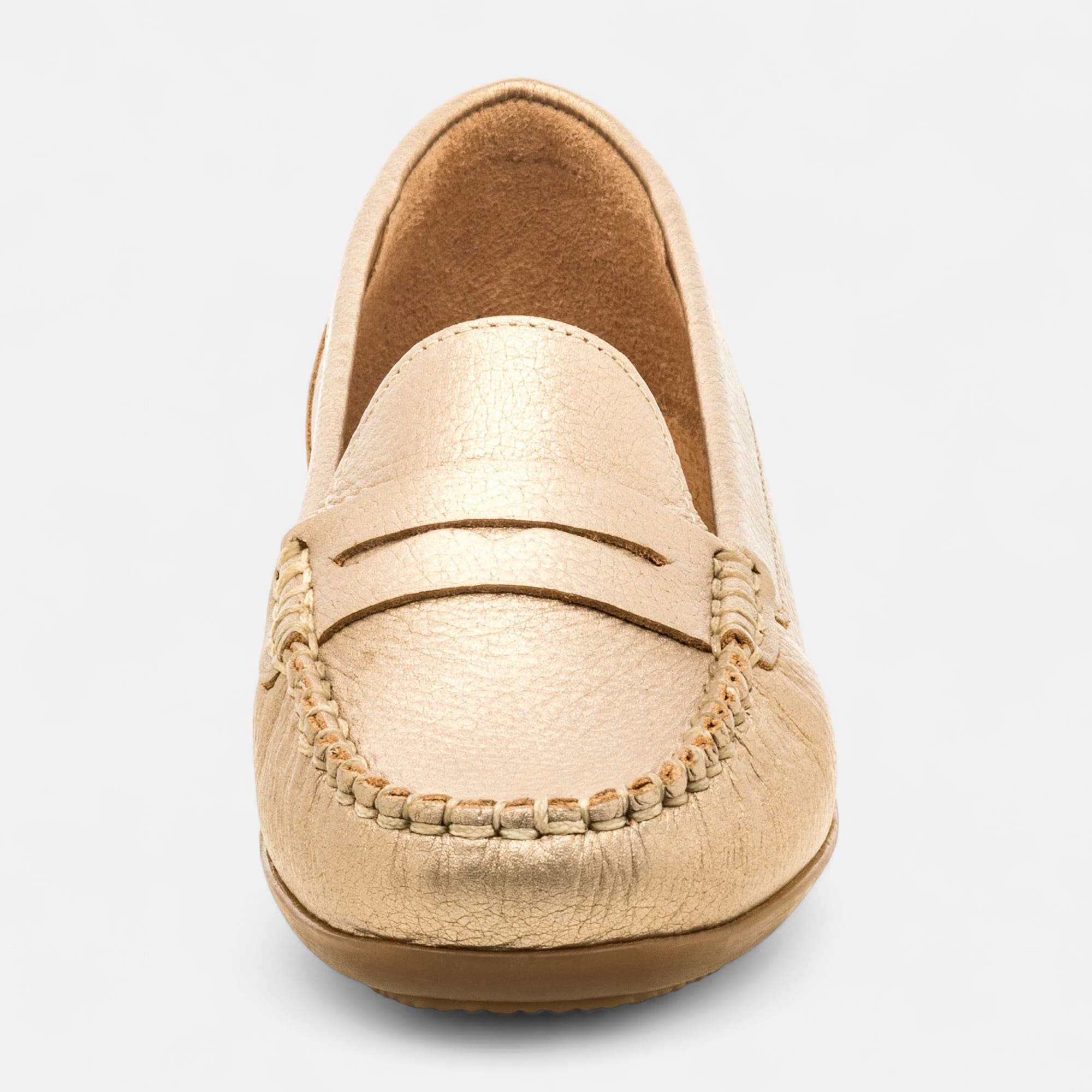 Mocassins pieds sensibles Femme en cuir or