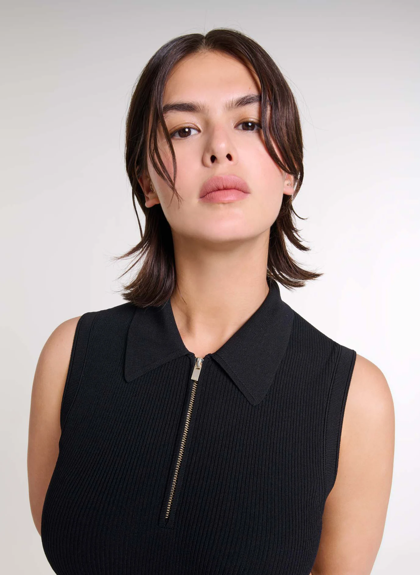 Robe longue col classique | Noir