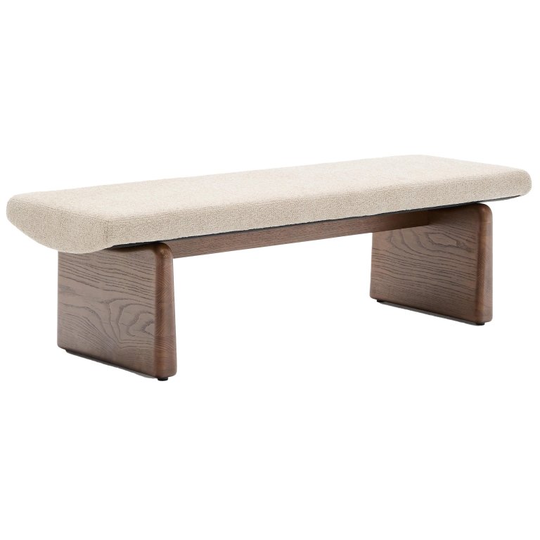 Kave Home Topaz bankje walnoot, beige chenille