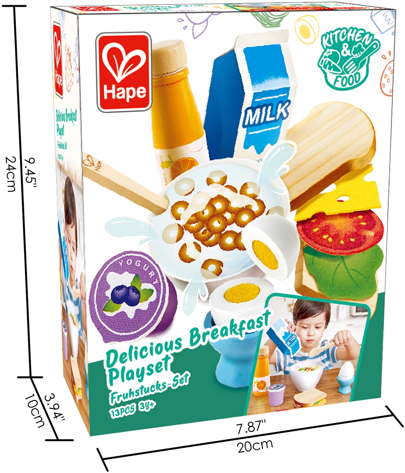 Hape Spiellebensmittel »Frühstücks-Set« aus Holz; für Kaufladen oder Kinderküche