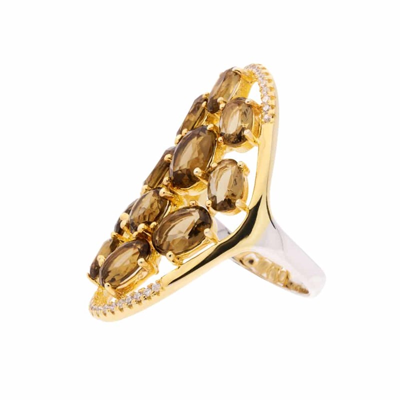 Bague Asymétrique Pierres Brune