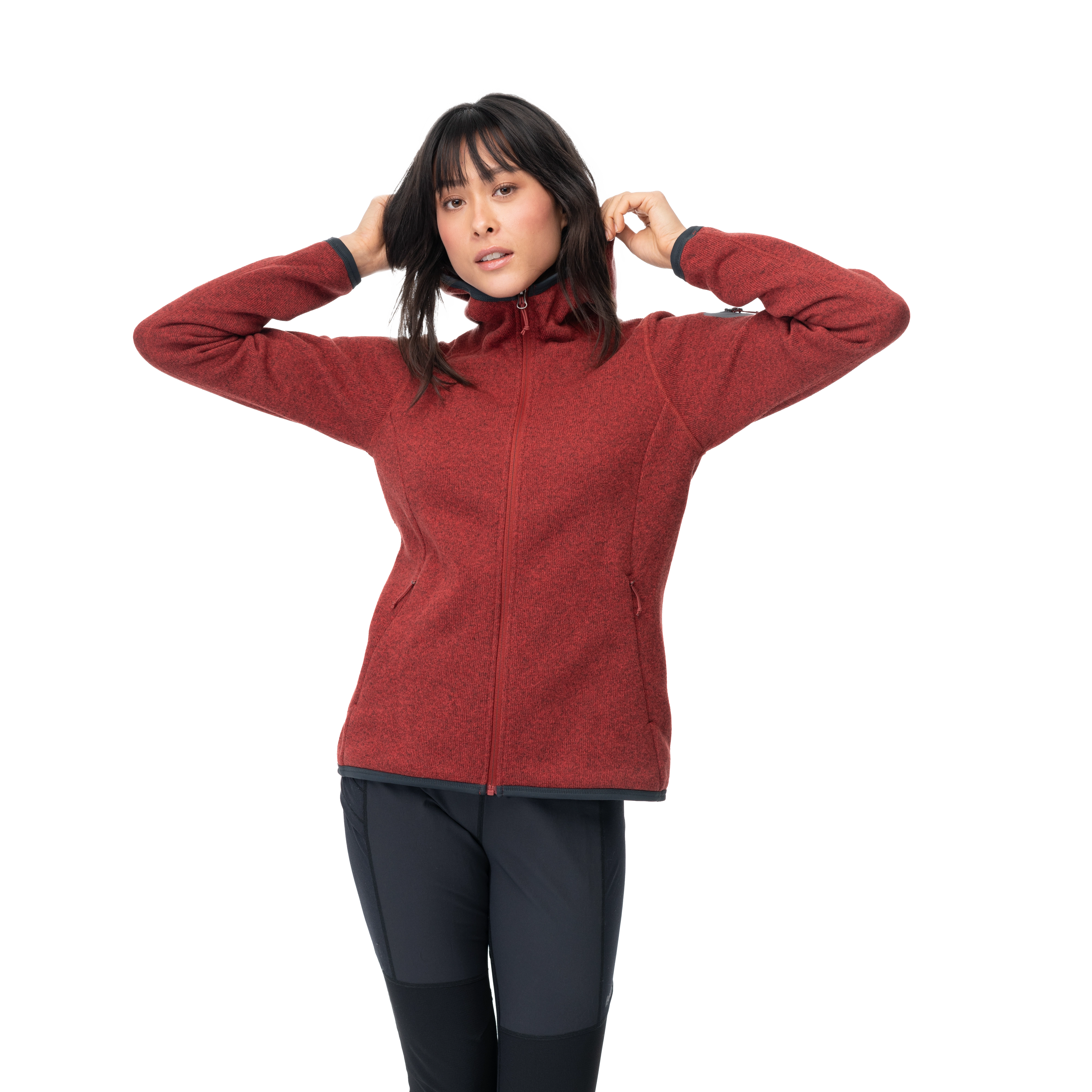 Kamphaug Knitted W Hoodie Chianti Red