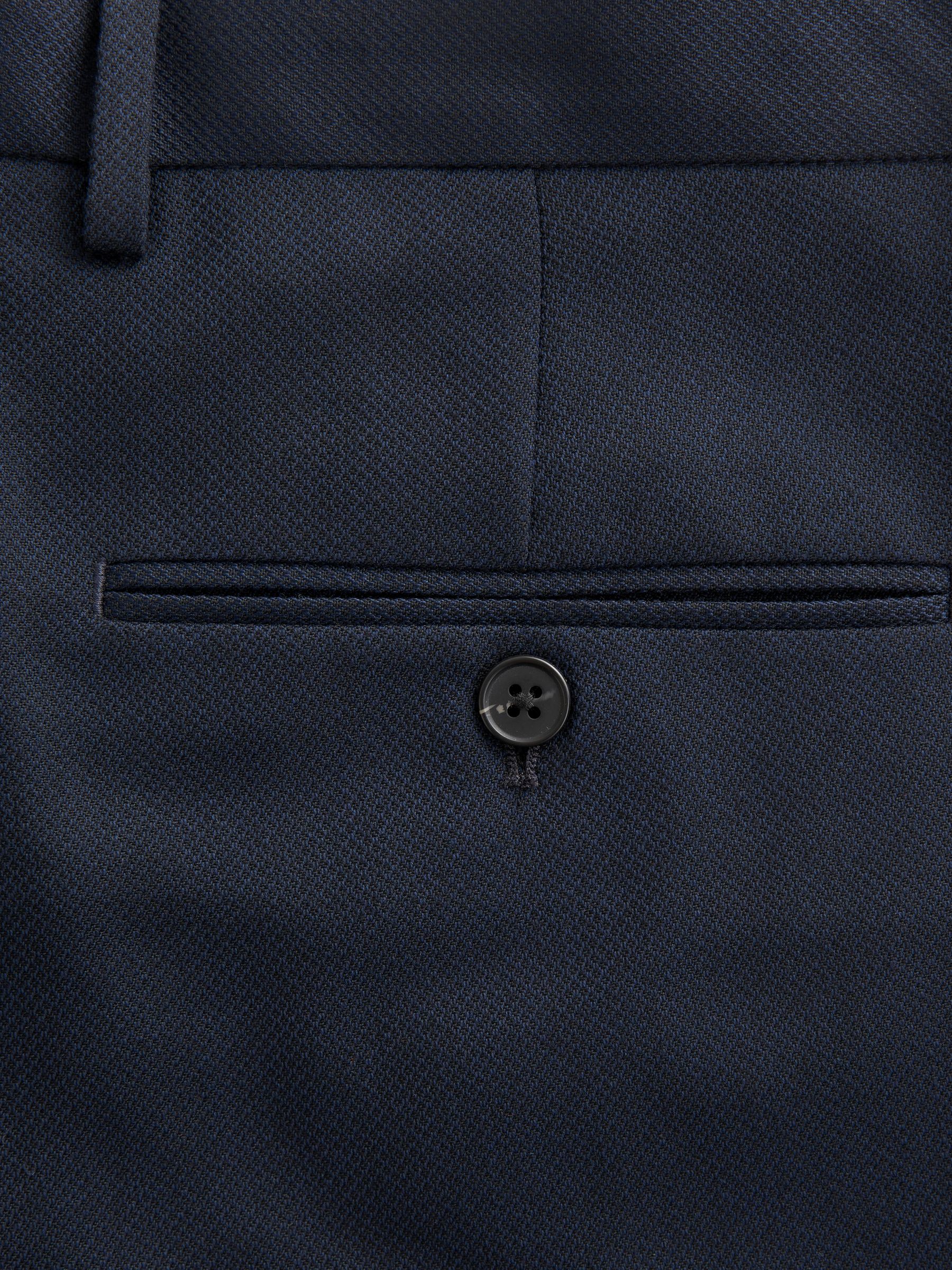 Donkerblauw - Slim Fit - Kostuum met textuur: broek