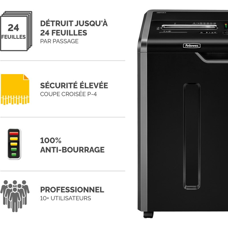 Destructeur Fellowes 325Ci - coupe croisée