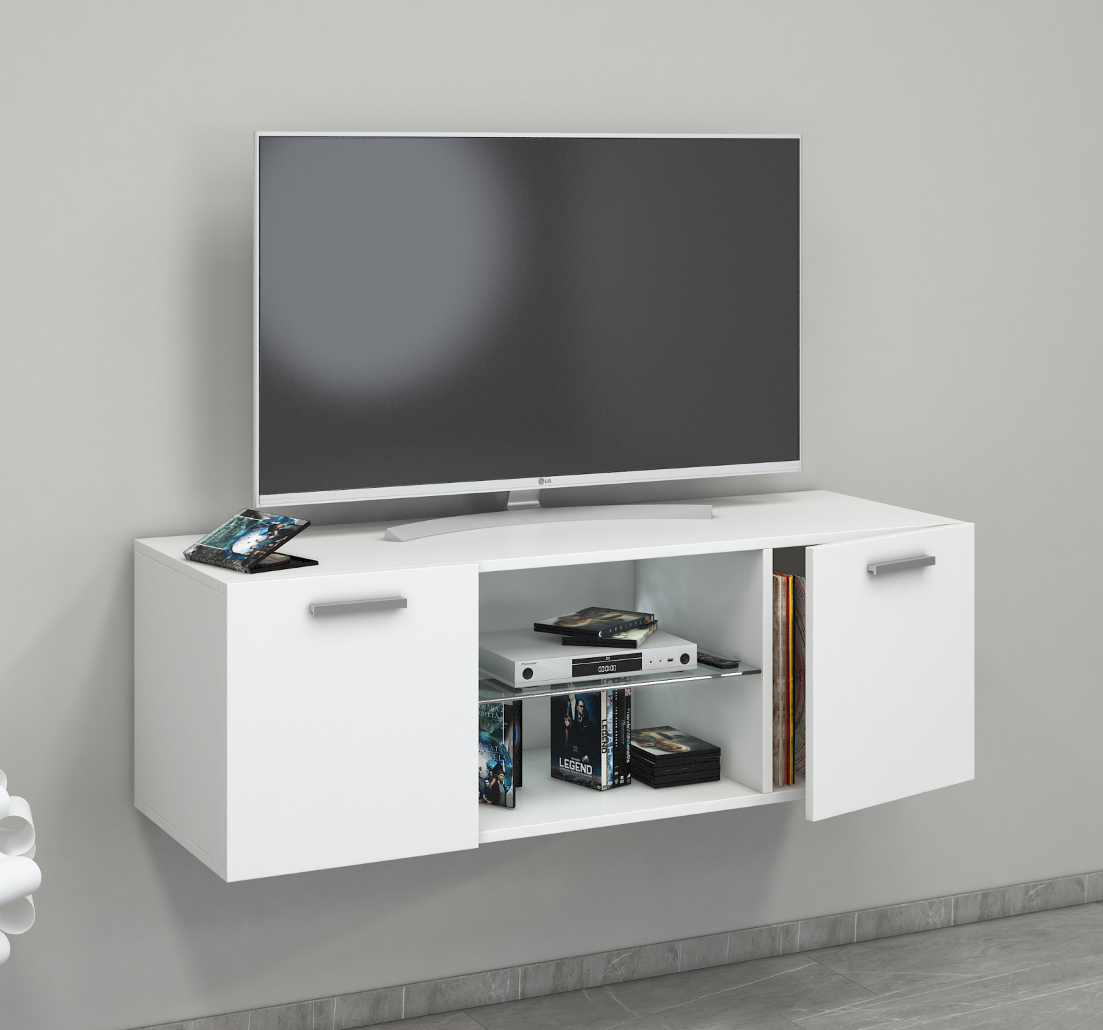 TV-Lowboard JUSA - weiß -2 Türen - 115 cm breit
