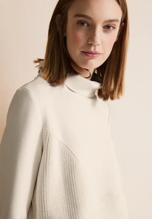 Materialmix Pullover - lucid white