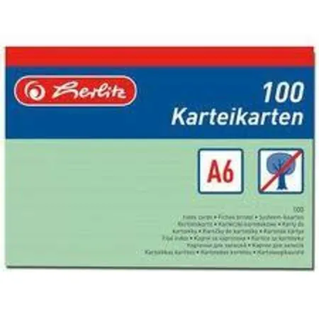 Herlitz Karteikarten, DIN A6, liniert, grün