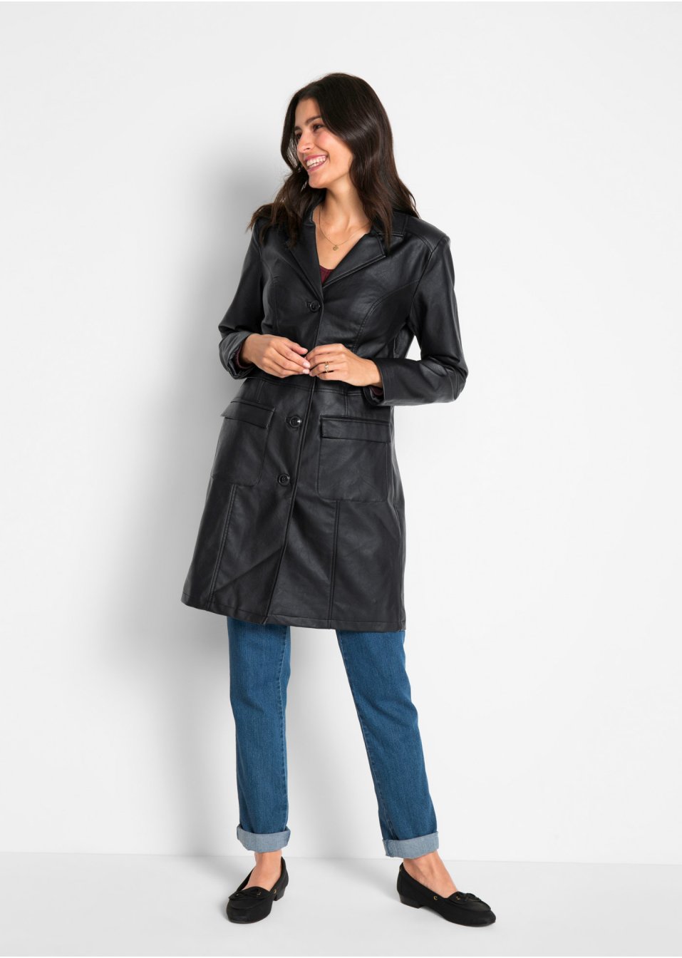 Manteau avec revers, cintré