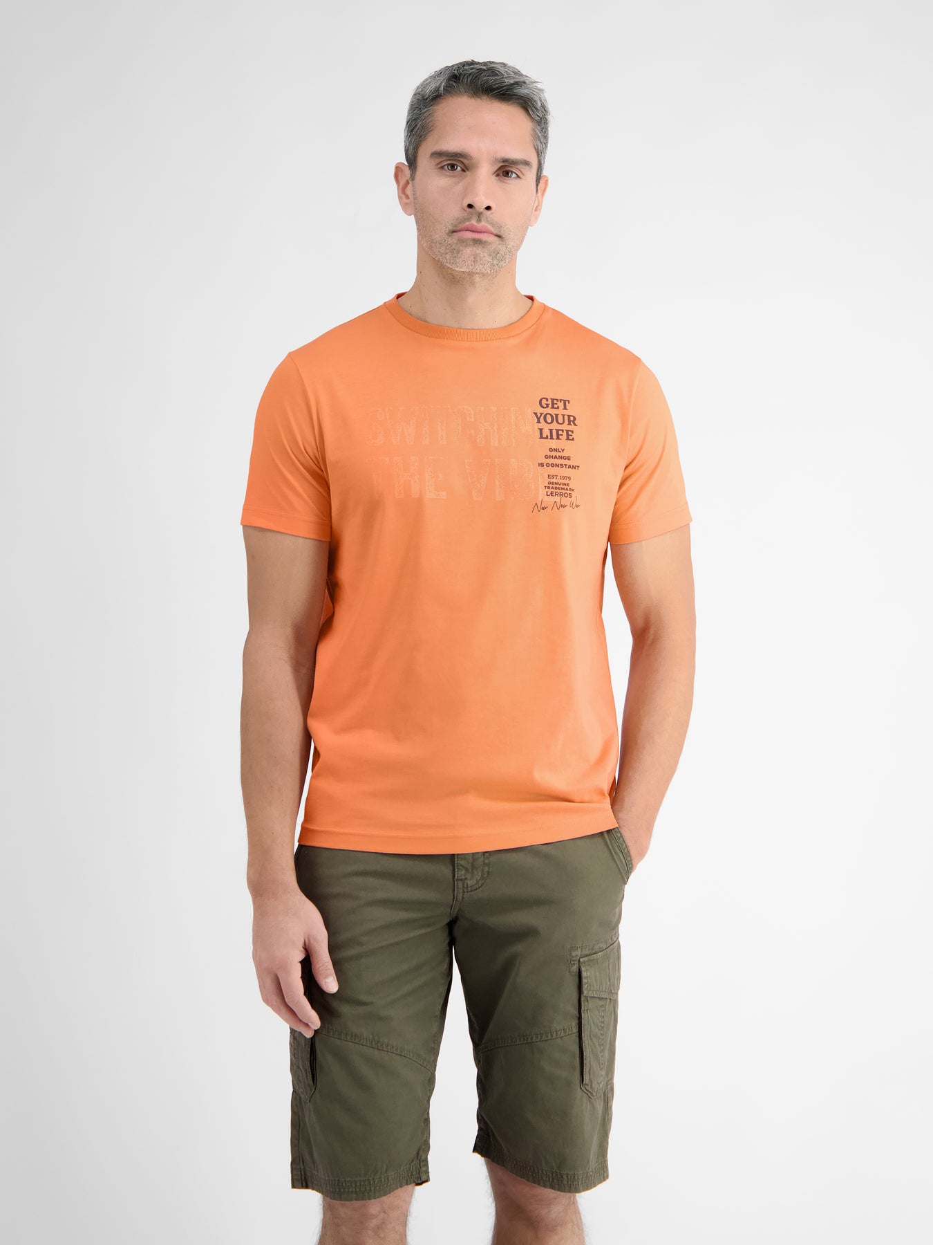 Unifarbenes T-Shirt für Herren mit Brustprint