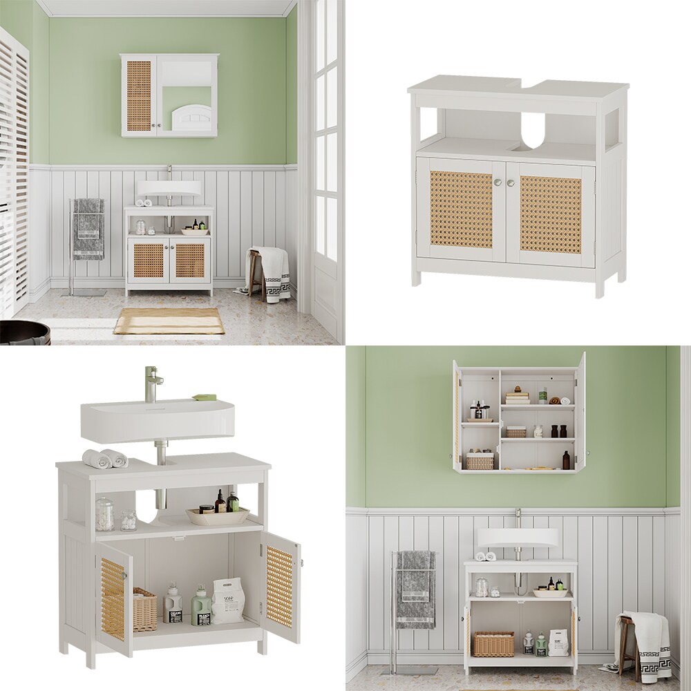 Vicco Waschtischunterschrank Rosario 60 x 60 cm, Weiß, 2 Türen, 1 Ablage, Badezimmer, modern
