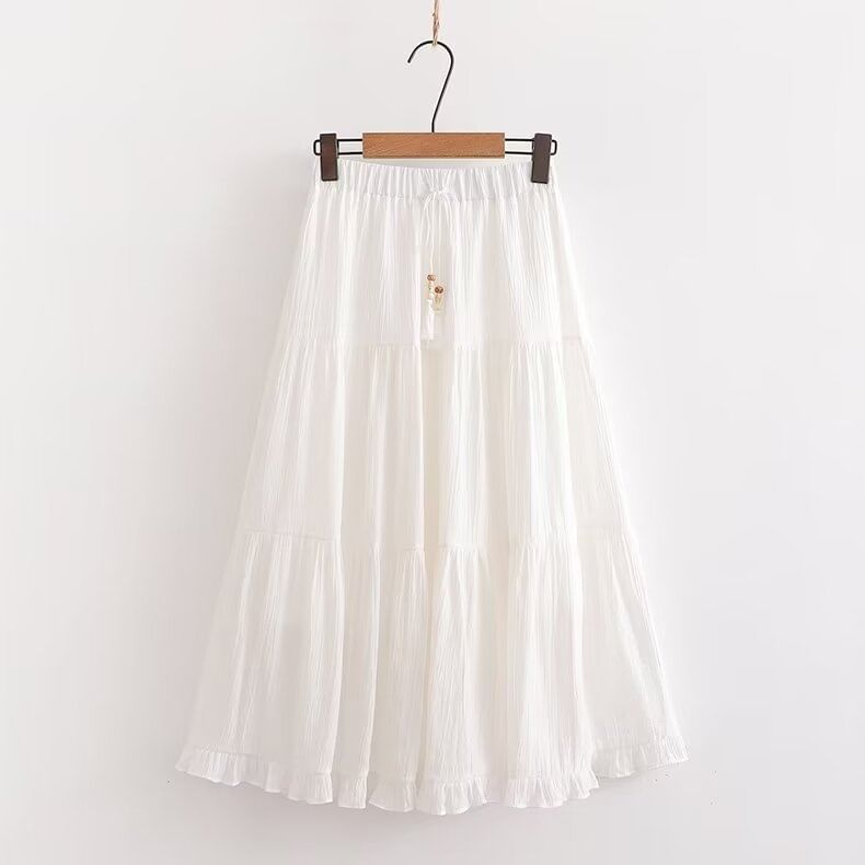 PANDAGO - Midi-A-lijn rok met hoge taille en ruches