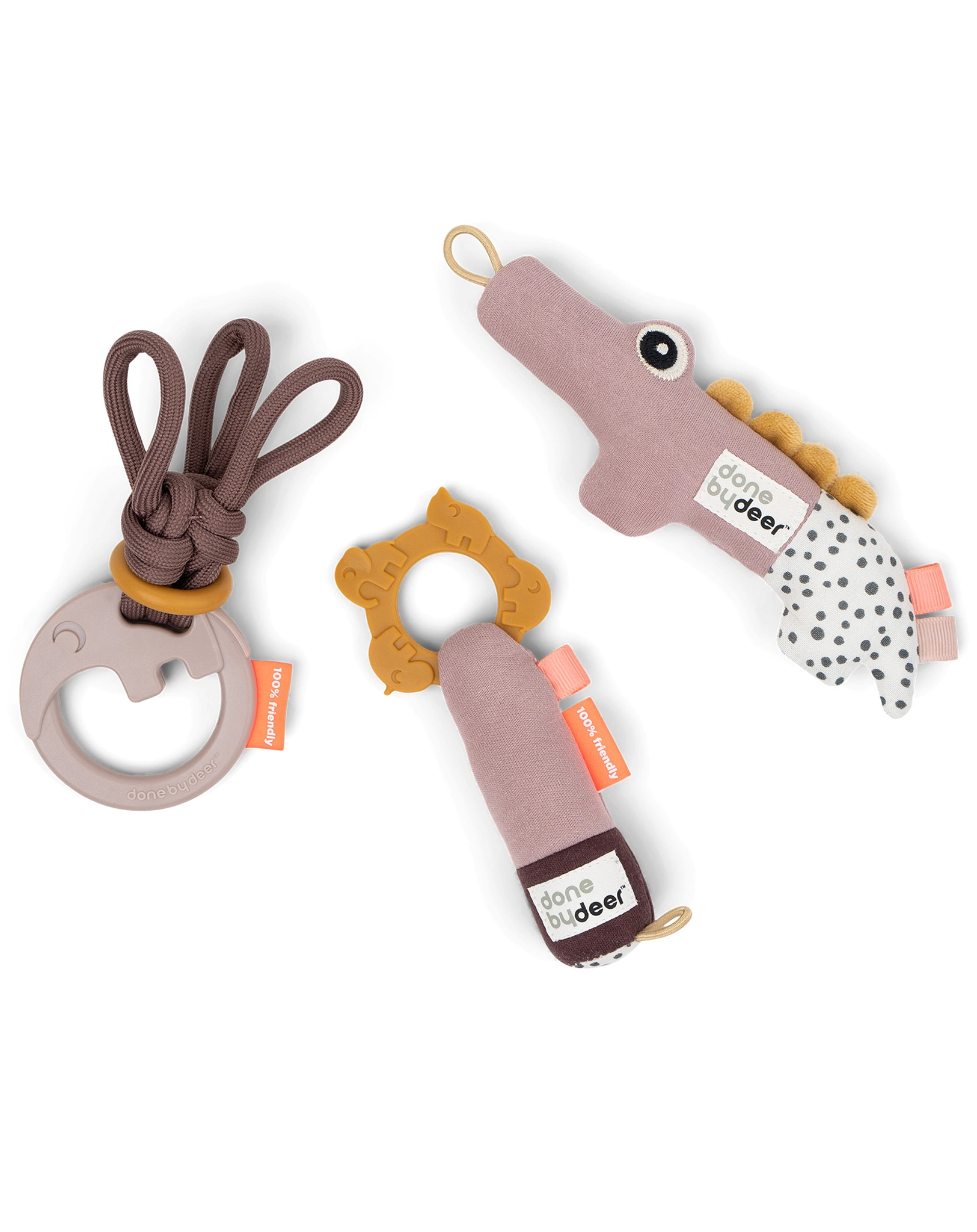 Rassel-Geschenkset TINY TOYS - DEER FRIENDS 3-teilig in rosa